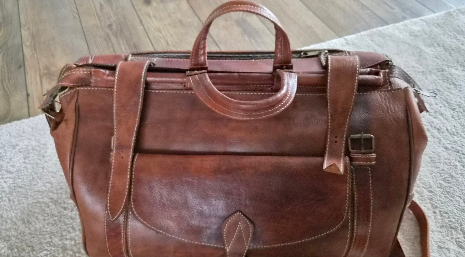 stoere leren weekendtas dokterstas reistas, Sieraden, Tassen en Uiterlijk, Ophalen, 40 tot 60 cm, 30 cm of meer, Bruin