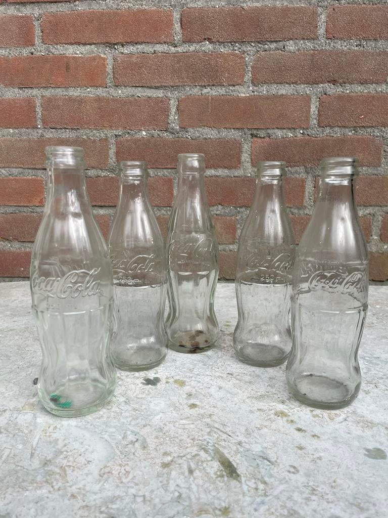 5 Coca-Cola flesjes glas, Ophalen of Verzenden, Zo goed als nieuw, Bierglas