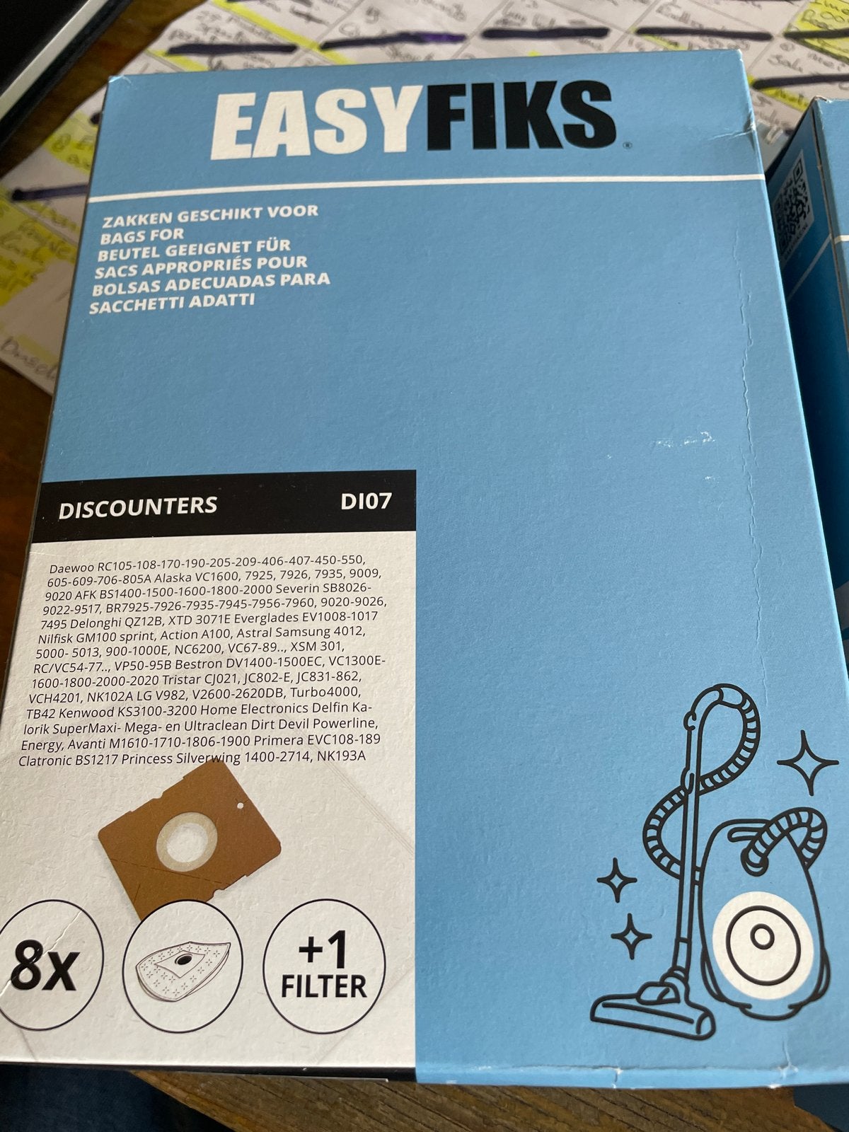 1,5 pak EasyFiks D107 Stofzuigerzakken + Filter (8 stuks), Stofzak, Nieuw, Ophalen of Verzenden, Sledestofzuiger