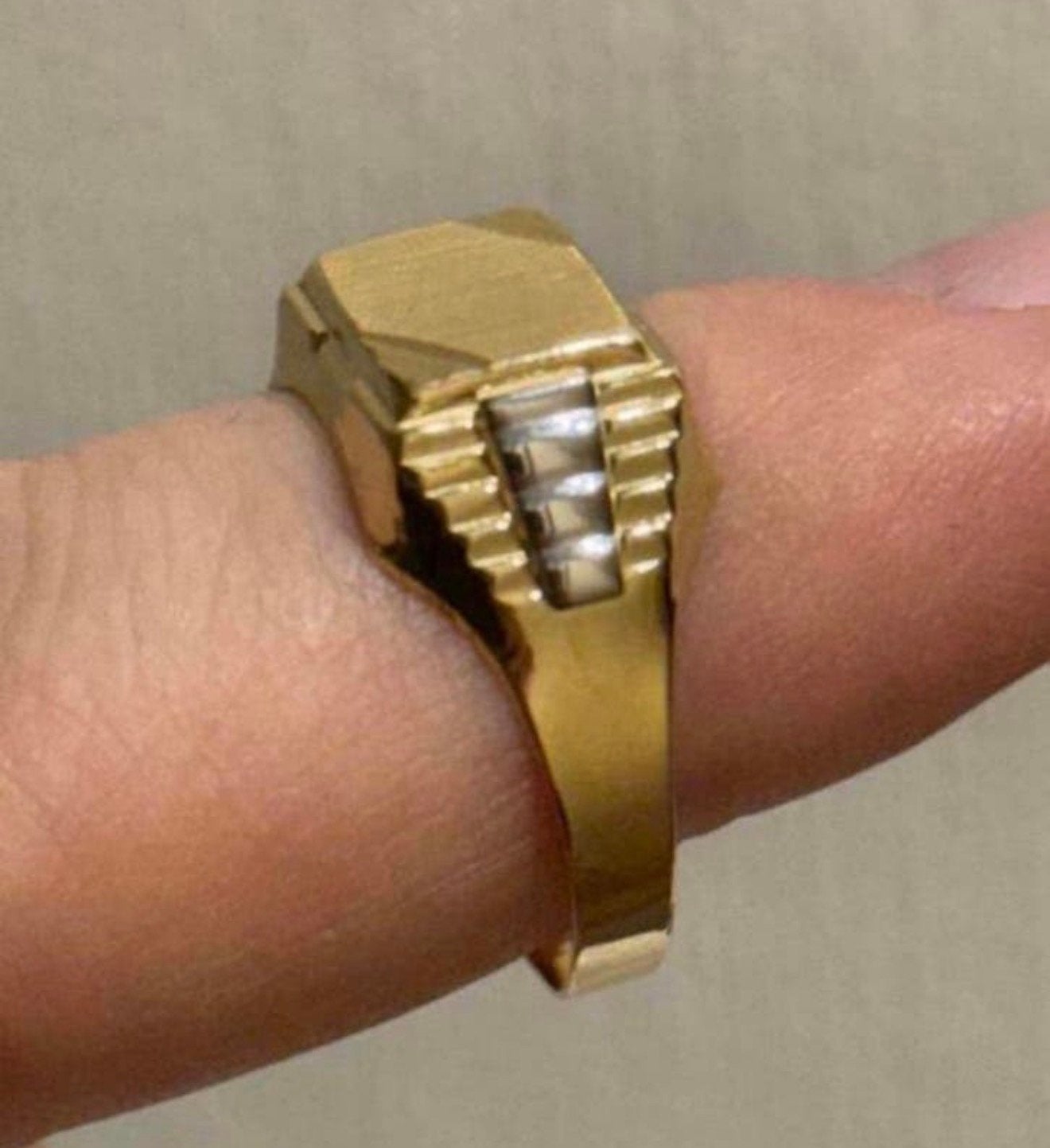 Heren Rolex ring 18 karaat geel en witgoud met certificaat!, 20 of groter, Heer, Nieuw, Ophalen of Verzenden