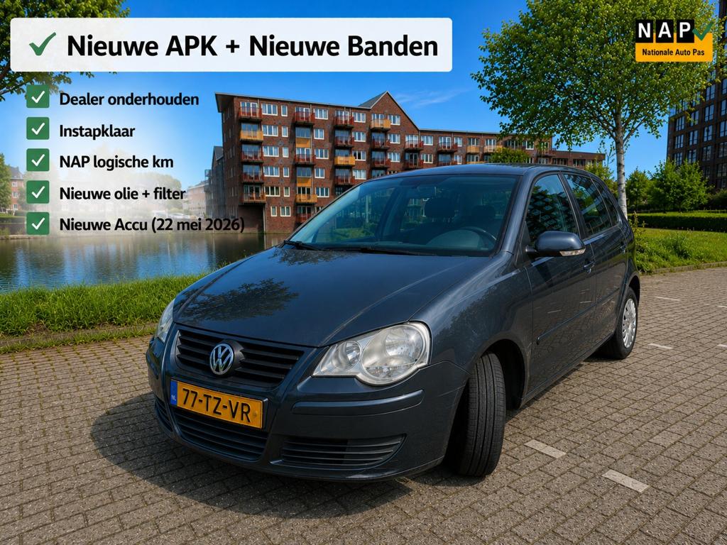 Volkswagen Polo 1.2 Optive Airco – Nieuwe APK+Nieuwe Banden, Auto's, Voorwielaandrijving, Stof, Blauw, 1198 cc