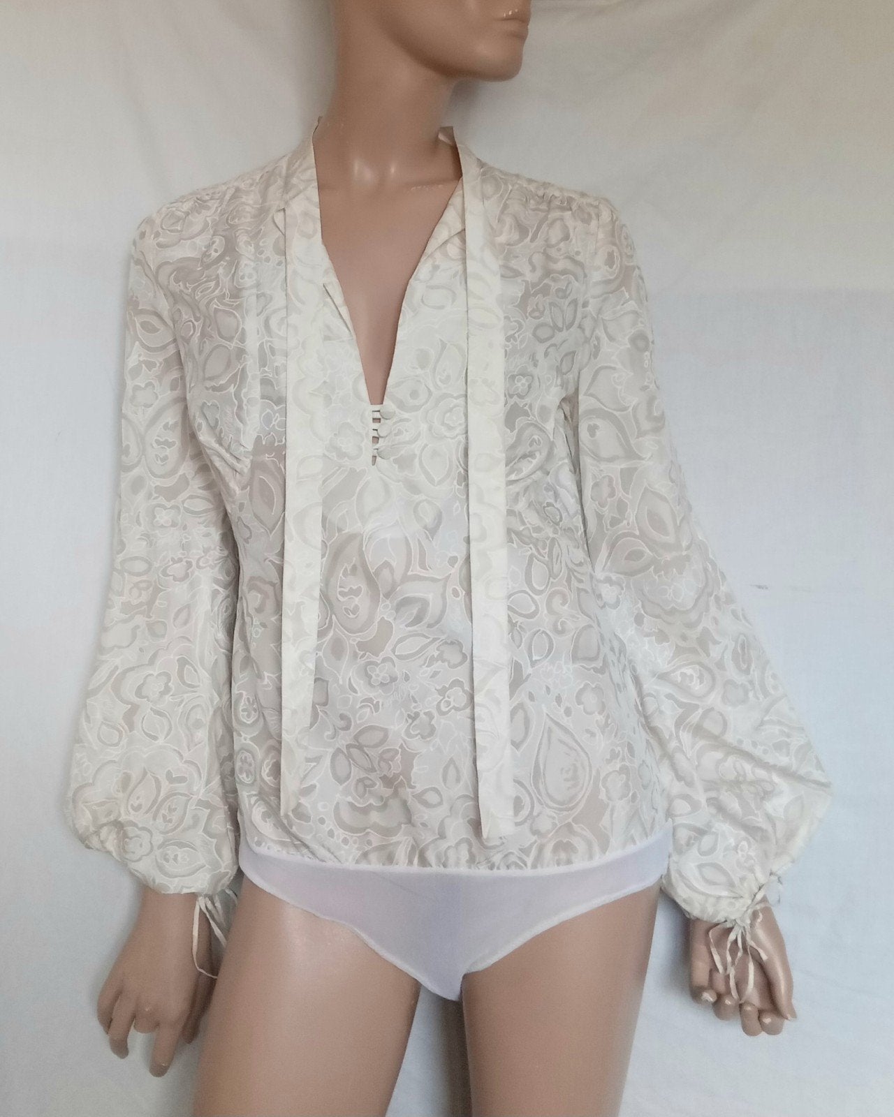 PINKO Blouse , Maat 36 - 38 ( ITAL 42 ) , ZIJDE, Ophalen of Verzenden, Zo goed als nieuw, Maat 36 (S), Wit