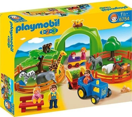 Playmobil 1.2.3 Dierenpark met Tractor - Set 6754, Complete set, Overige typen, 1.2.3, Ophalen of Verzenden