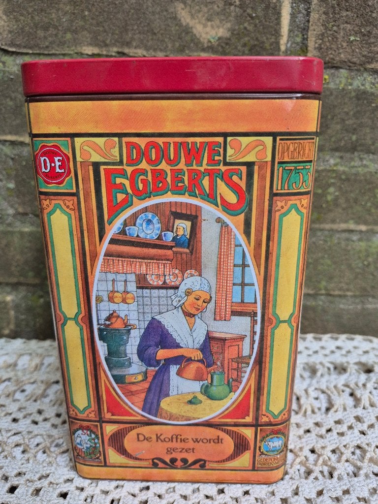 Douwe Egberts Koffieblik - De Koffie wordt gezet, Verzamelen, Ophalen of Verzenden, Zo goed als nieuw, Koffie, Douwe Egberts