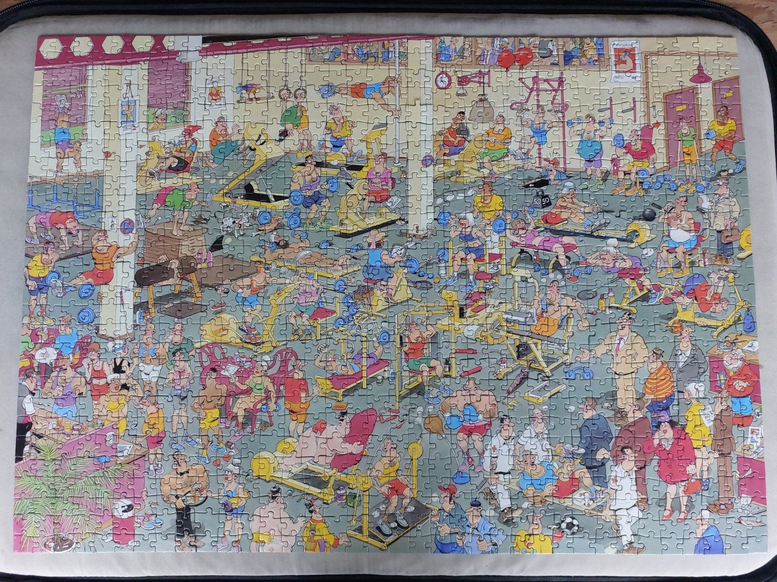 van Haasteren puzzel 'At the gym', 1000st, Ophalen of Verzenden, 500 t/m 1500 stukjes, Gebruikt, Legpuzzel