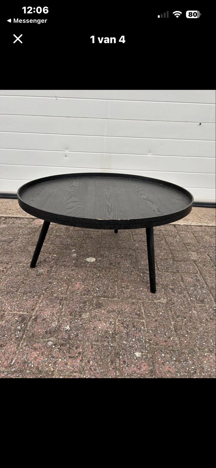 Zwarte ronde salontafel - Modern design, Ophalen, 50 – 75, Gebruikt, Rond