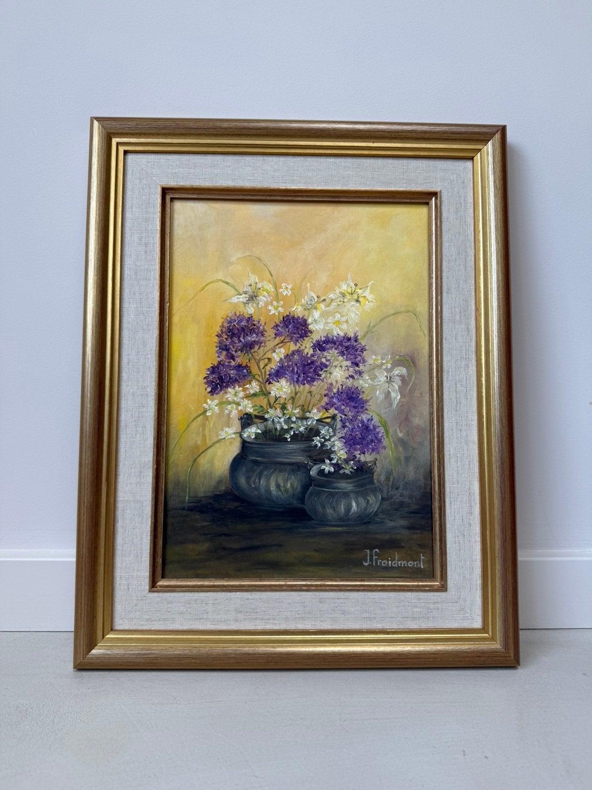 Vintage antiek schilderij, Overige stijlen, Origineel werk, Ophalen, Bloemen