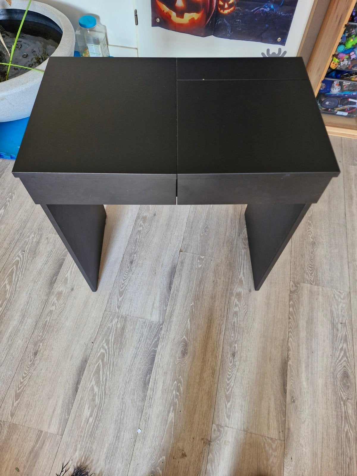 Zwarte make-up tafel met spiegel en lades, Ophalen, Gebruikt, 100 tot 150 cm, 50 tot 100 cm
