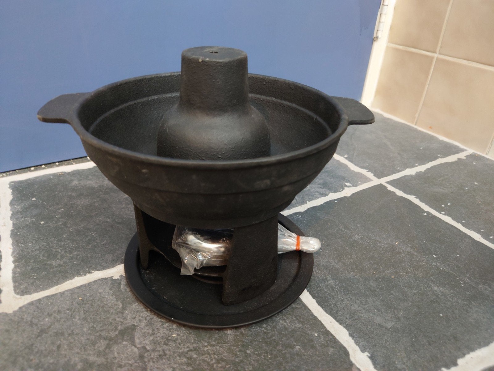 Zware Gietijzeren Fondue set, zgan!, Ophalen of Verzenden, Zo goed als nieuw, Brander, Fondueset