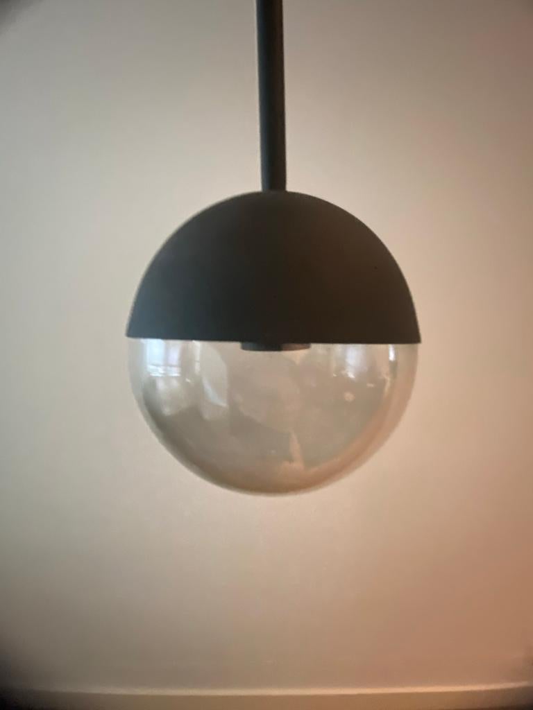 H&M Home Hanglamp Zwart met Glazen Bol, Ophalen, Zo goed als nieuw, Glas