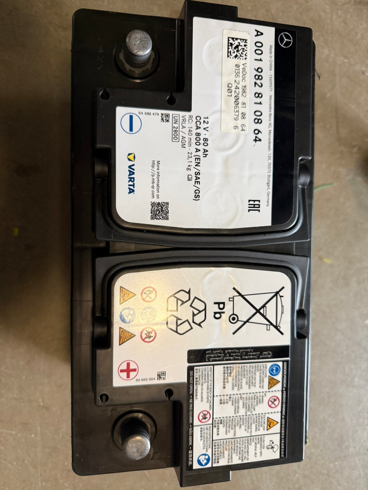 Varta Accu 12 V 80ah 800a AGM, Gebruikt