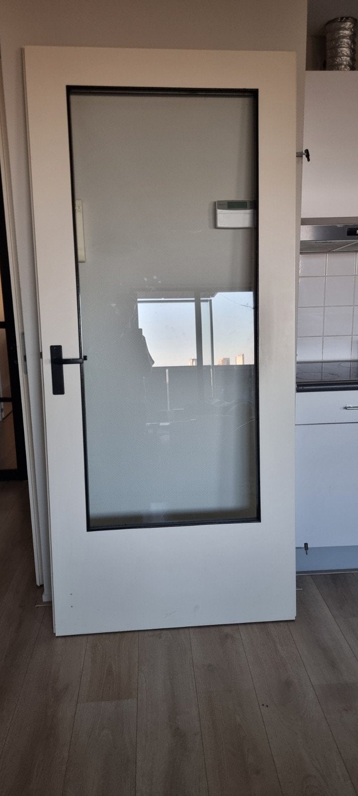 Opdekdeur 93x211,5 glas gescheurd, Ophalen of Verzenden, Glas, Binnendeur, 200 tot 215 cm
