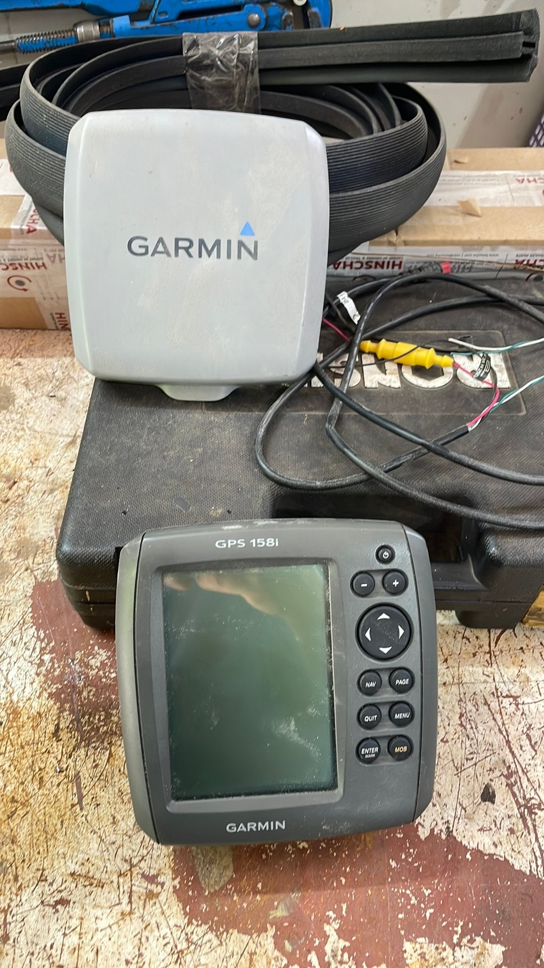 Garmin GPS 158i kaartplotter met kap en voedingskabel, Ophalen, Gebruikt, Kaartplotter of Fish Finder