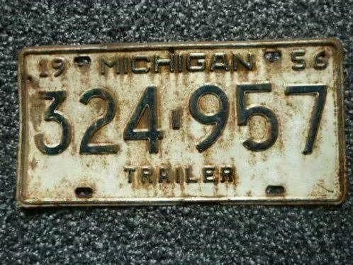Kentekenplaat licenseplate Michigan 1956 USA, Verzenden, Gebruikt, Auto's