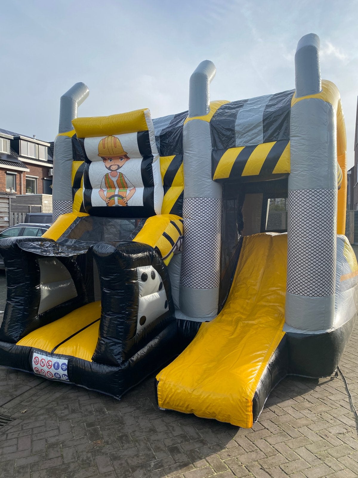 Springkussen Bulldozer te huur / springkussen huren, Ophalen, Zo goed als nieuw, Overige