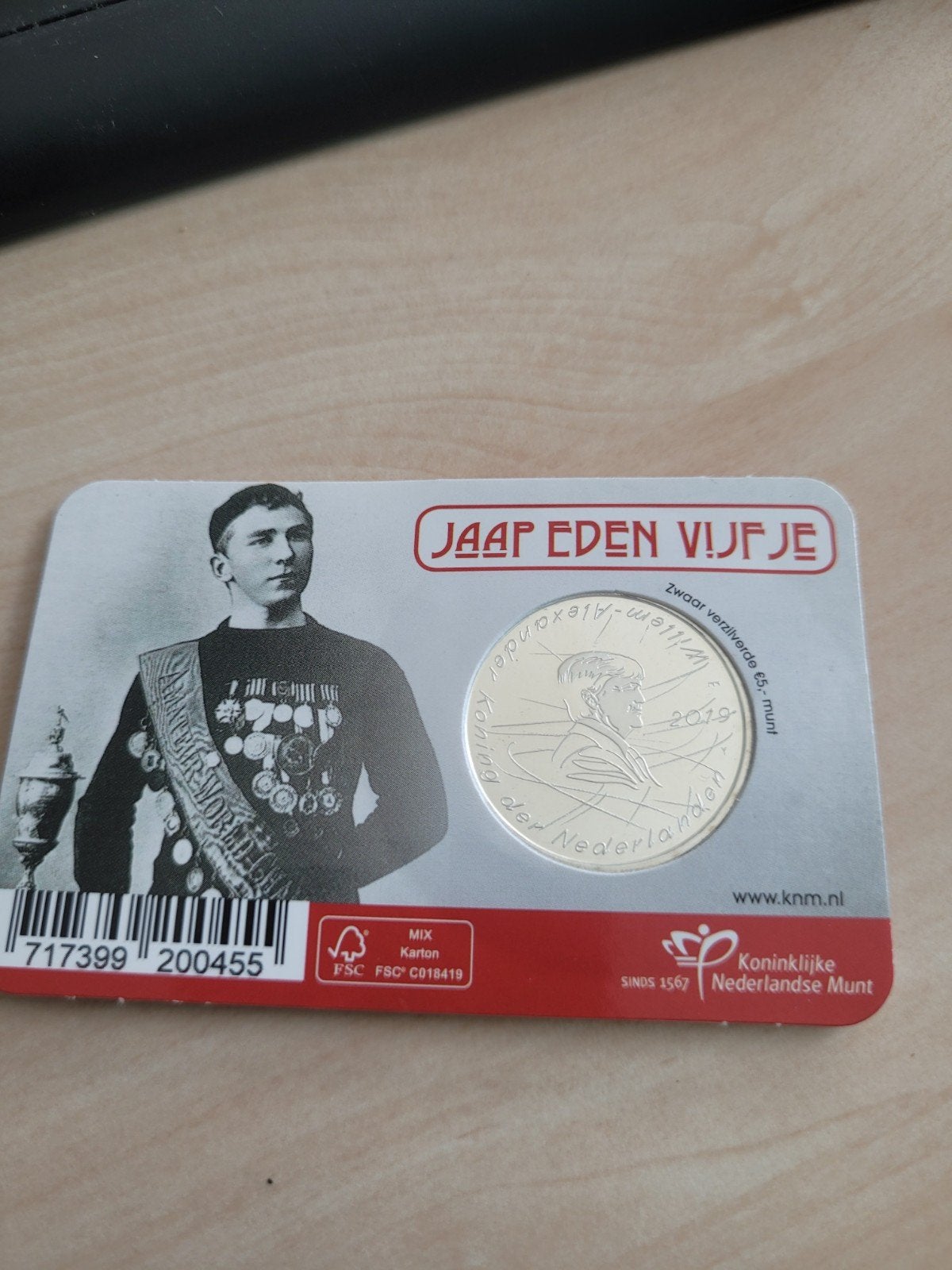 Jaap Eden vijdje UNC 2019 coincard KNM, Ophalen of Verzenden, Koningin Beatrix, Euro's, Setje