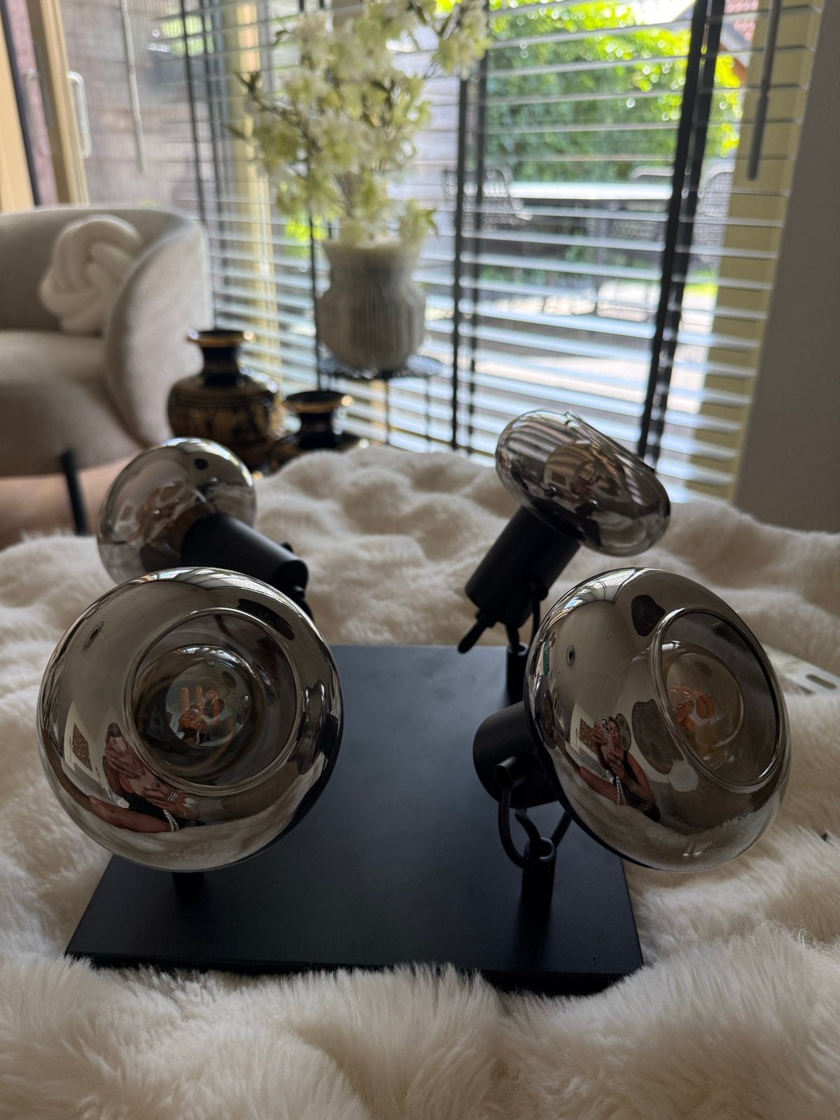 Moderne plafondlamp/spot met 4 dimbare LED-lampen, Overige merken, Zwart, E14 (klein), Zo goed als nieuw