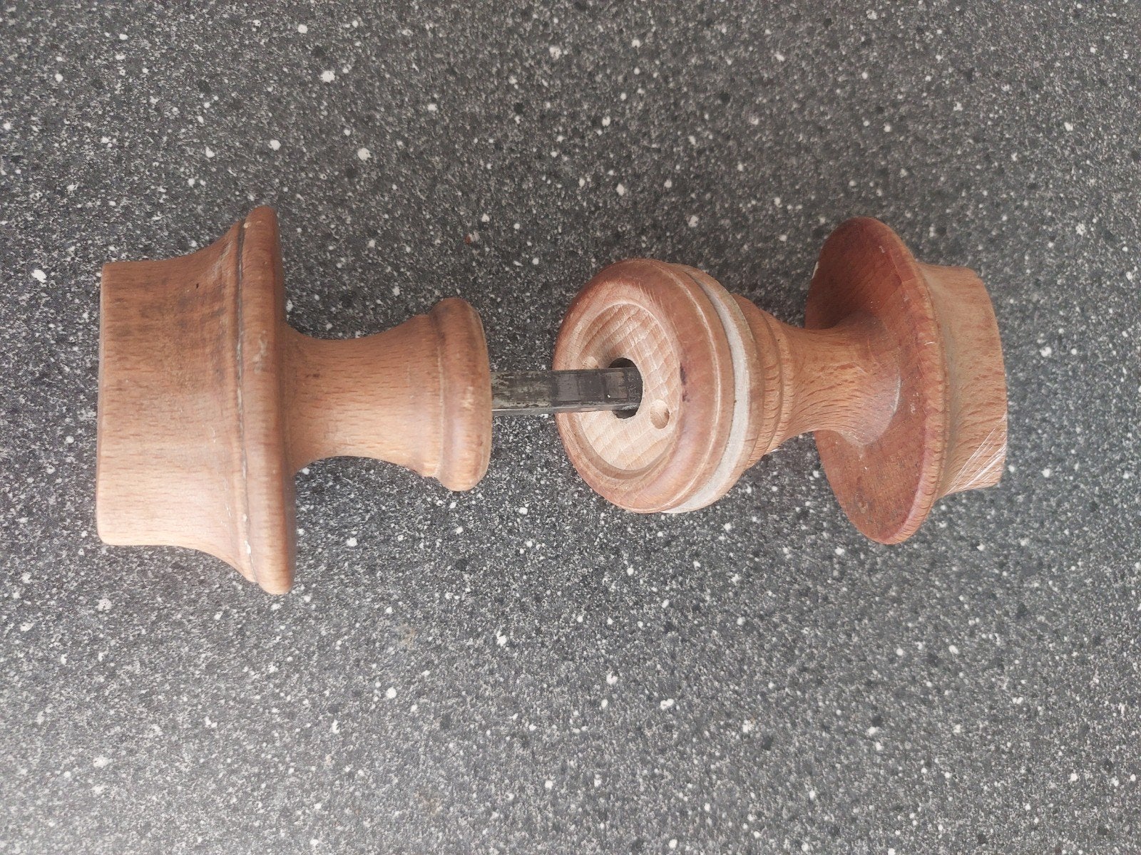 antieke deurknop met rozetten, Ophalen of Verzenden, Gebruikt, Koper of Messing, Klink of Kruk