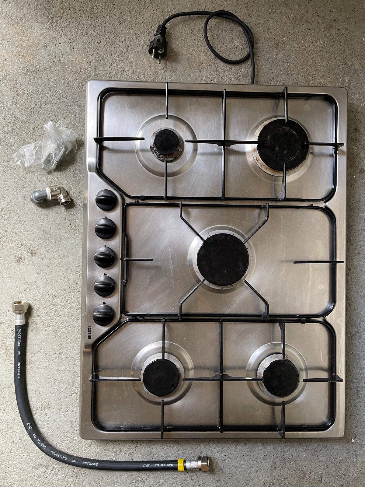 Ignis AKF 572/IX RVS Inbouw gaskookplaat - 5 kookzones, Ophalen, Gebruikt, Minder dan 85 cm, 60 cm of meer