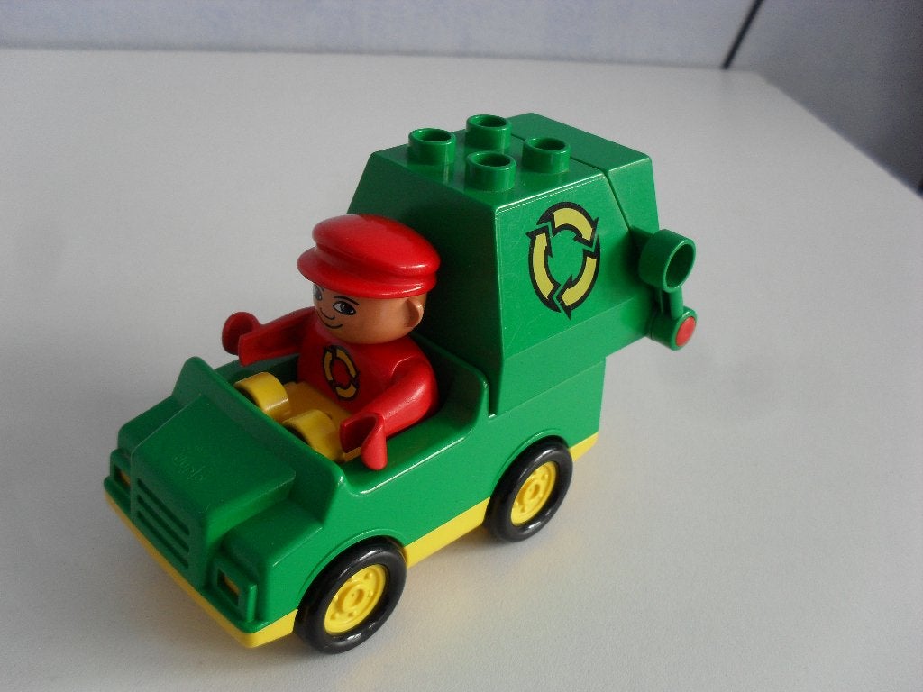 Duplo vuilniswagen met los te koppelen container, Ophalen of Verzenden, Zo goed als nieuw, Compleet, Duplo