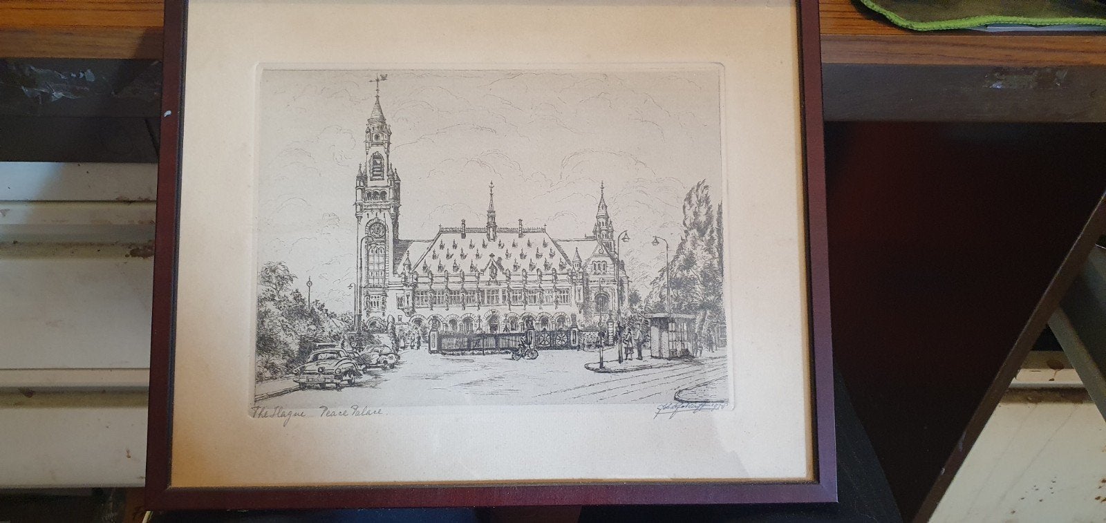 ets The Hague Peace Palace - Joh......... 1958, Antiek en Kunst, Kunst | Etsen en Gravures, Ophalen of Verzenden, 25 cm, 31 cm