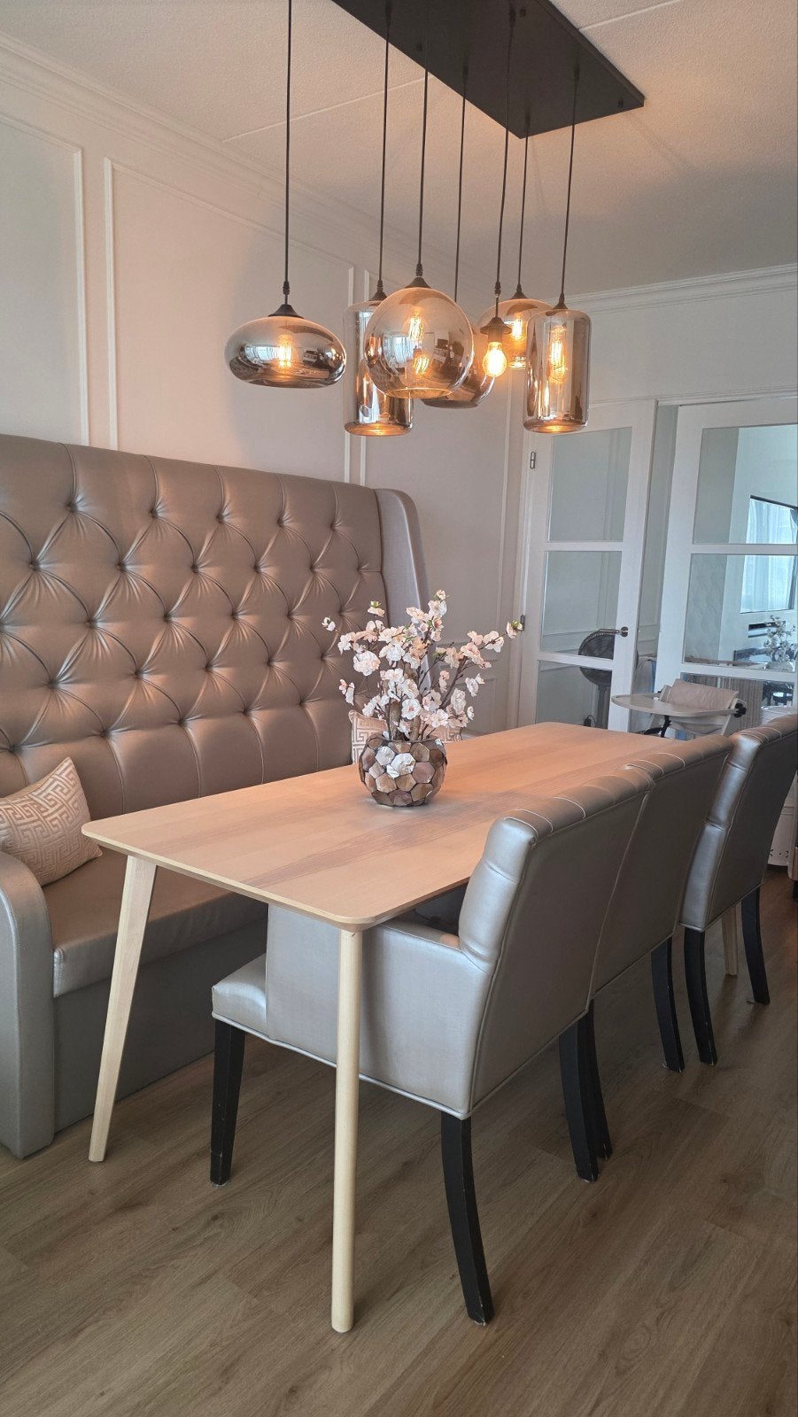 Luxe eetbank XXL dmf interiors hotel chique met 3 stoelen, Ophalen, Chesterfield, Klassiek, Modern, Gebruikt, Overige materialen