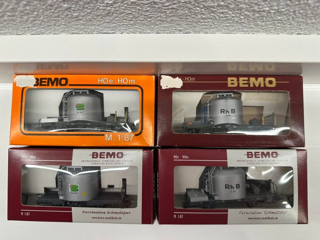Bemo 4 cementwagons, Overige merken, Gelijkstroom, Wagon, Ophalen of Verzenden