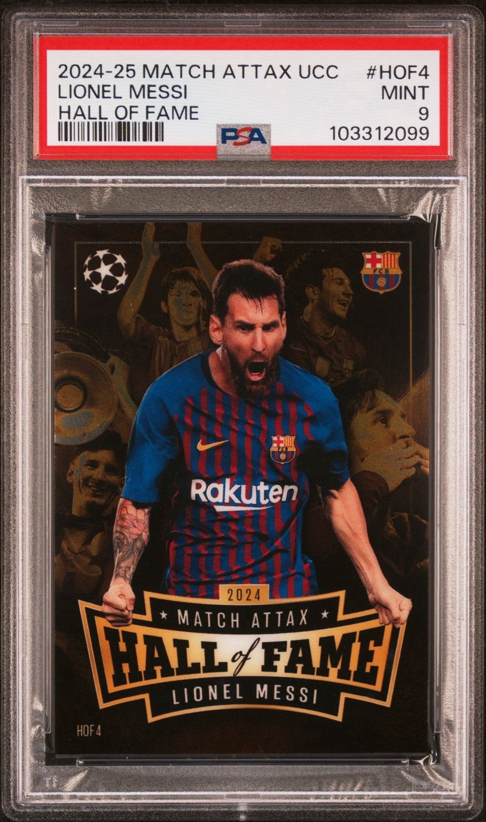 Lionel Messi Match Attax Hall of Fame PSA 9 MINT, Verzamelen, Ophalen of Verzenden, Zo goed als nieuw, Buitenlandse clubs, Spelerskaart