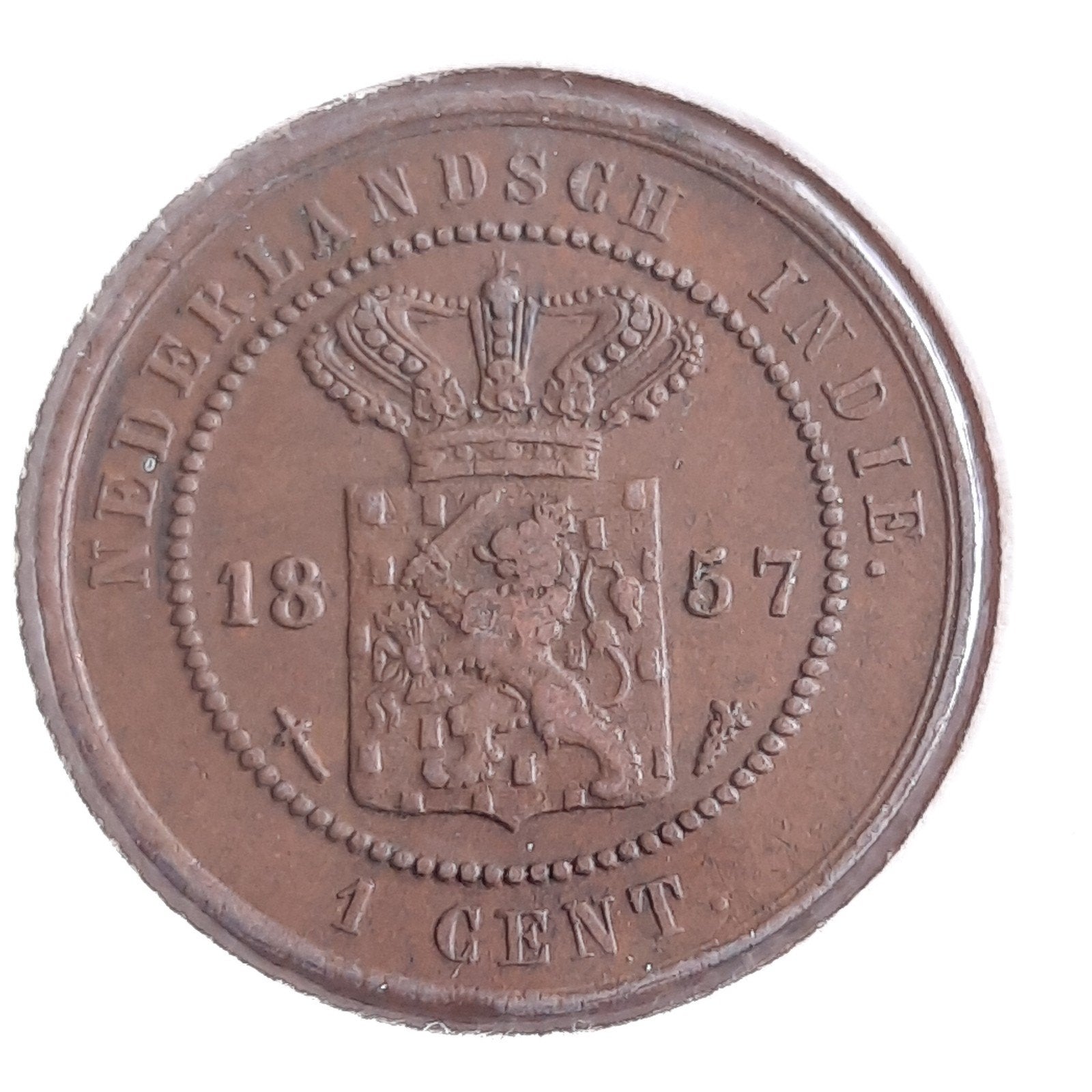 Munt 1 Cent 1857 Nederlands Indië, Verzenden, Koning Willem III, 1 cent