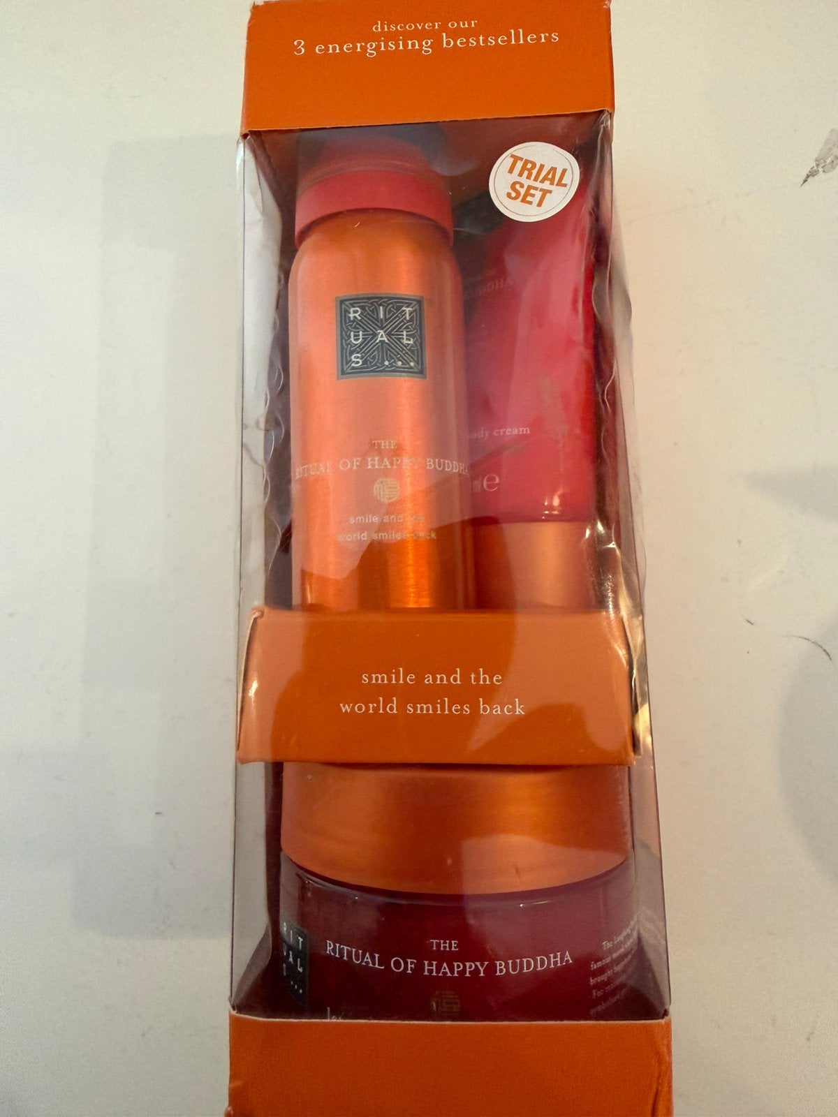 Nieuw Rituals Happy Buddha trial set foam, scrub body cream, Ophalen of Verzenden, Nieuw, Bad & Douche