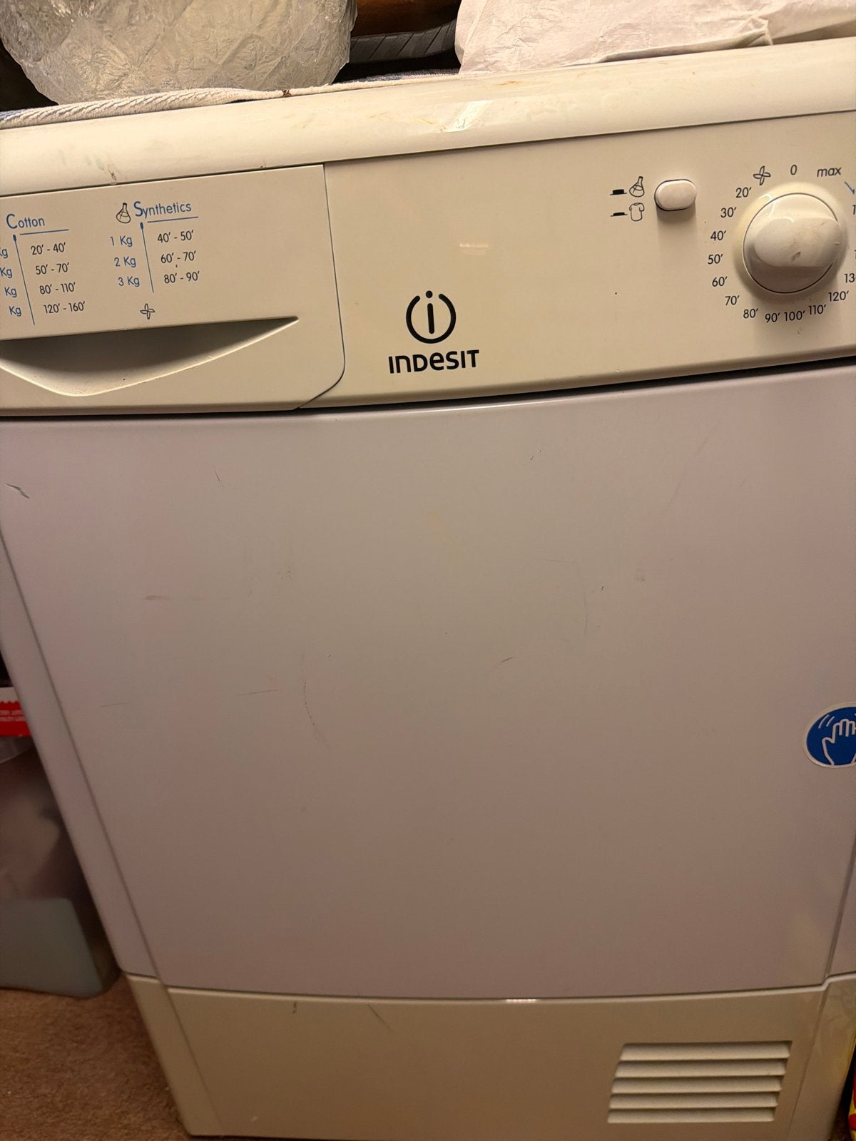 Indesit Wasdroger - Goede Staat, 6 tot 8 kg, Gebruikt, Luchtafvoer, Ophalen of Verzenden