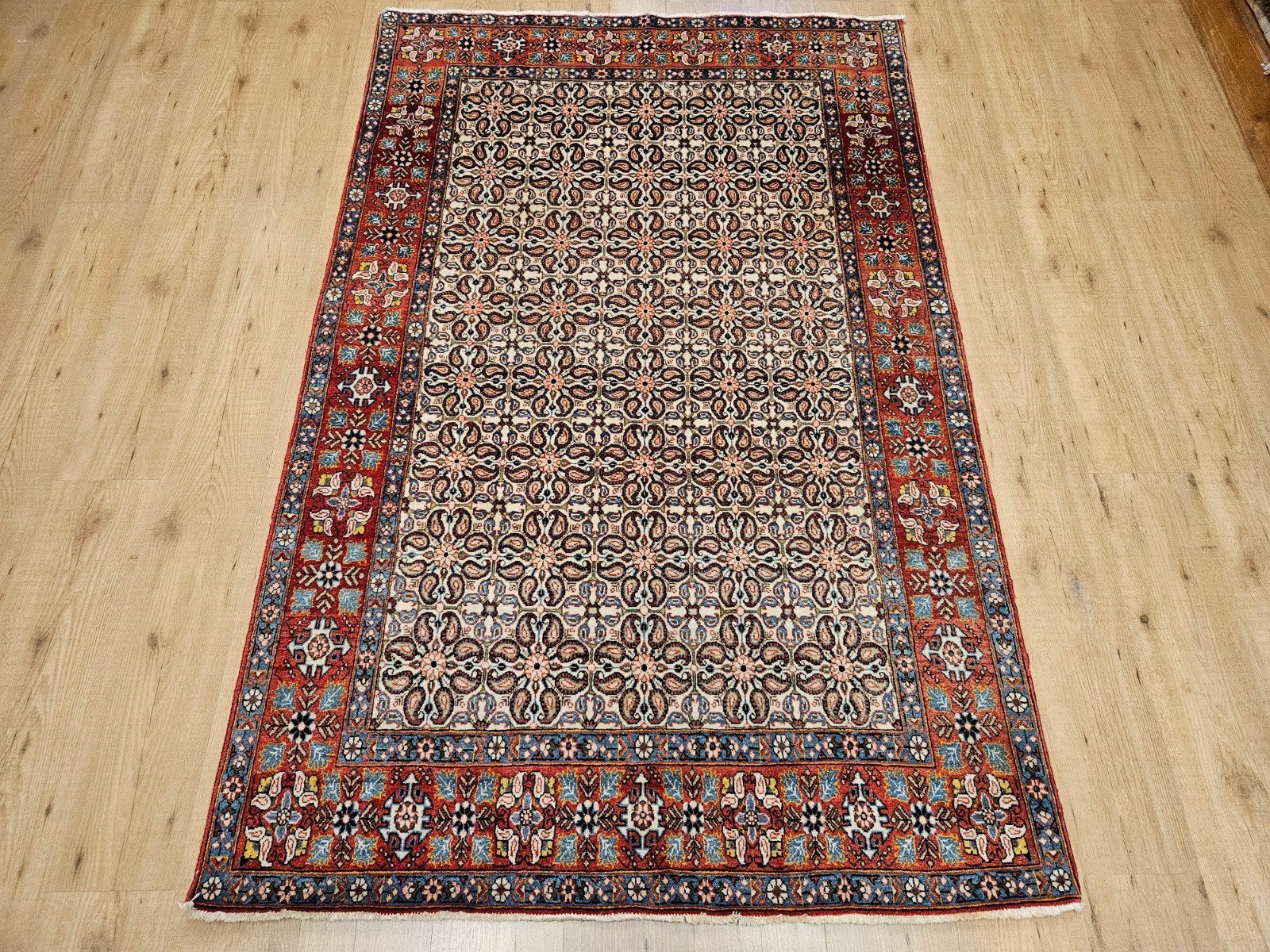Vintage handgeknoopt perzisch tapijt ghom 206x133, Info@SlatsAntiek.nl, 100 tot 150 cm, Perzisch, 200 cm of meer