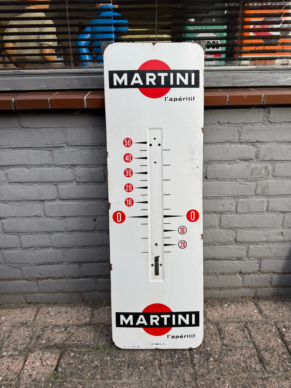 Vintage Martini Thermometer Emaille Reclamebord, Ophalen
