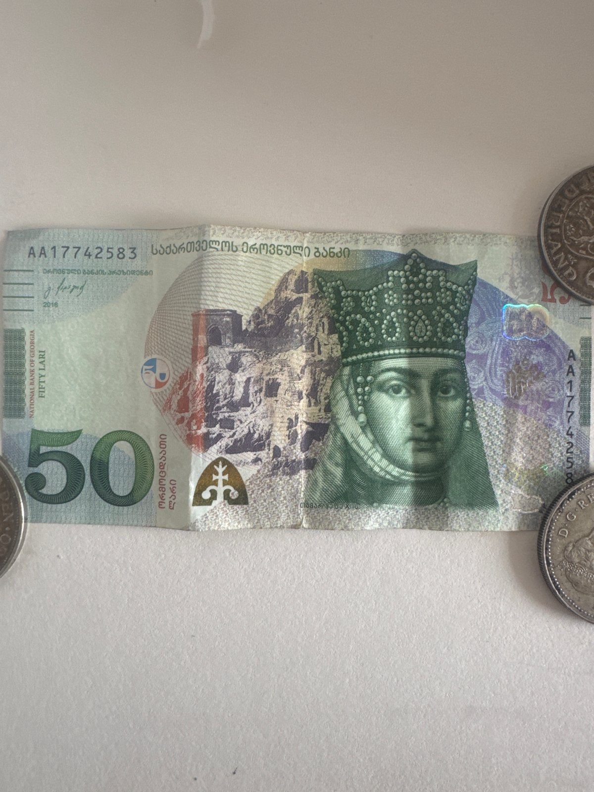 Georgische 50 Lari bankbiljet - Koningin Tamar, Ophalen of Verzenden, Centraal-Azië, Los biljet