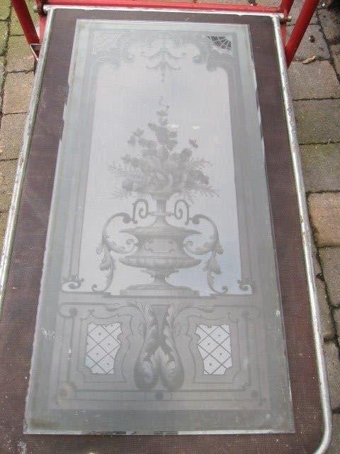 83,5x40cm prachtige ruit / raam met ge-etst glas, Ophalen