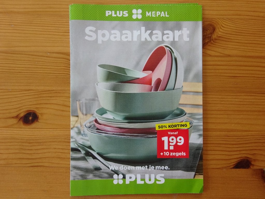 68 Spaarzegels Plus voor Mepal buitenservies, Ophalen, Winkel, Super of Benzinepomp, Zegels, Bonnen of Punten