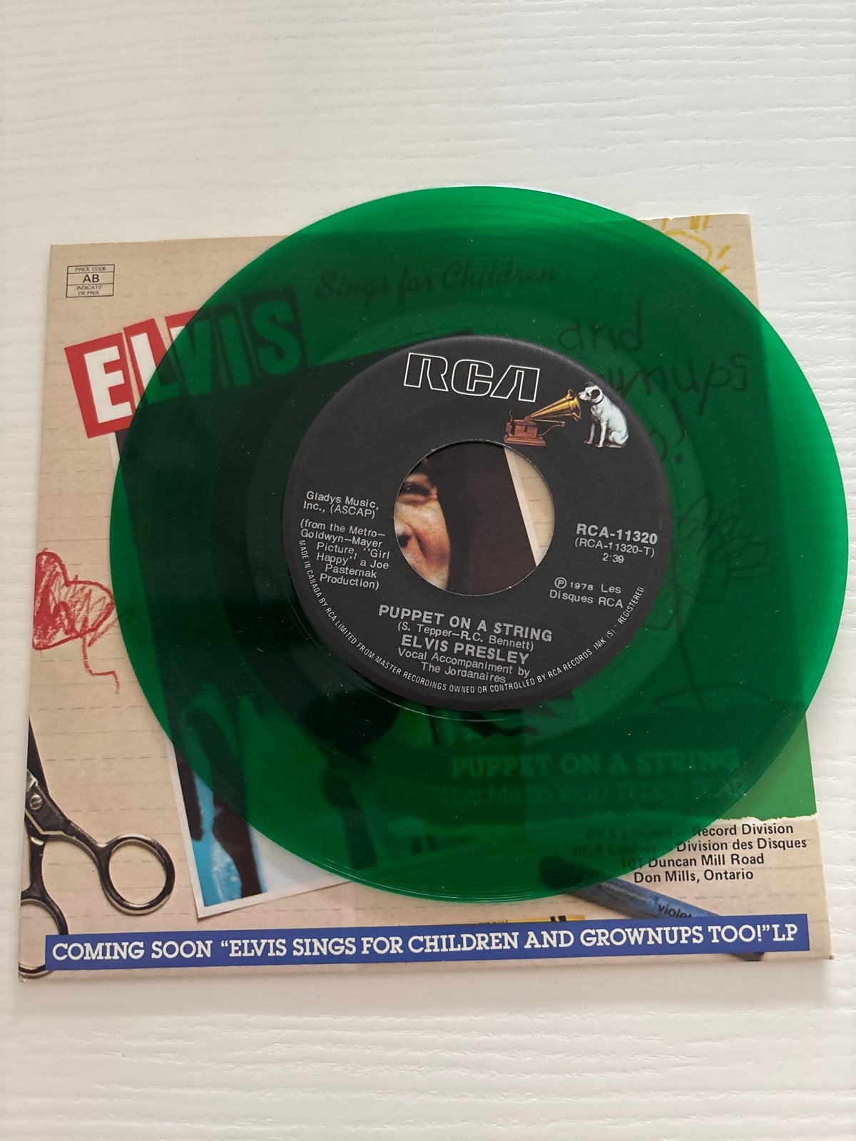 Elvis - Puppet on a String / Teddy Bear (Groen Vinyl, Ophalen of Verzenden, Zo goed als nieuw, Cd of Plaat