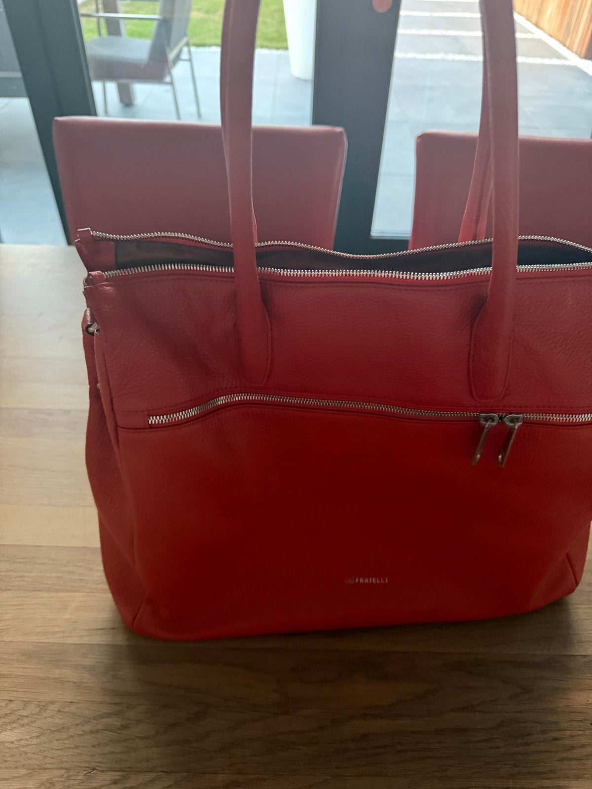 Mooie oranje leren tas Gigi Fratelli, Verzenden, Zo goed als nieuw, Oranje, Handtas