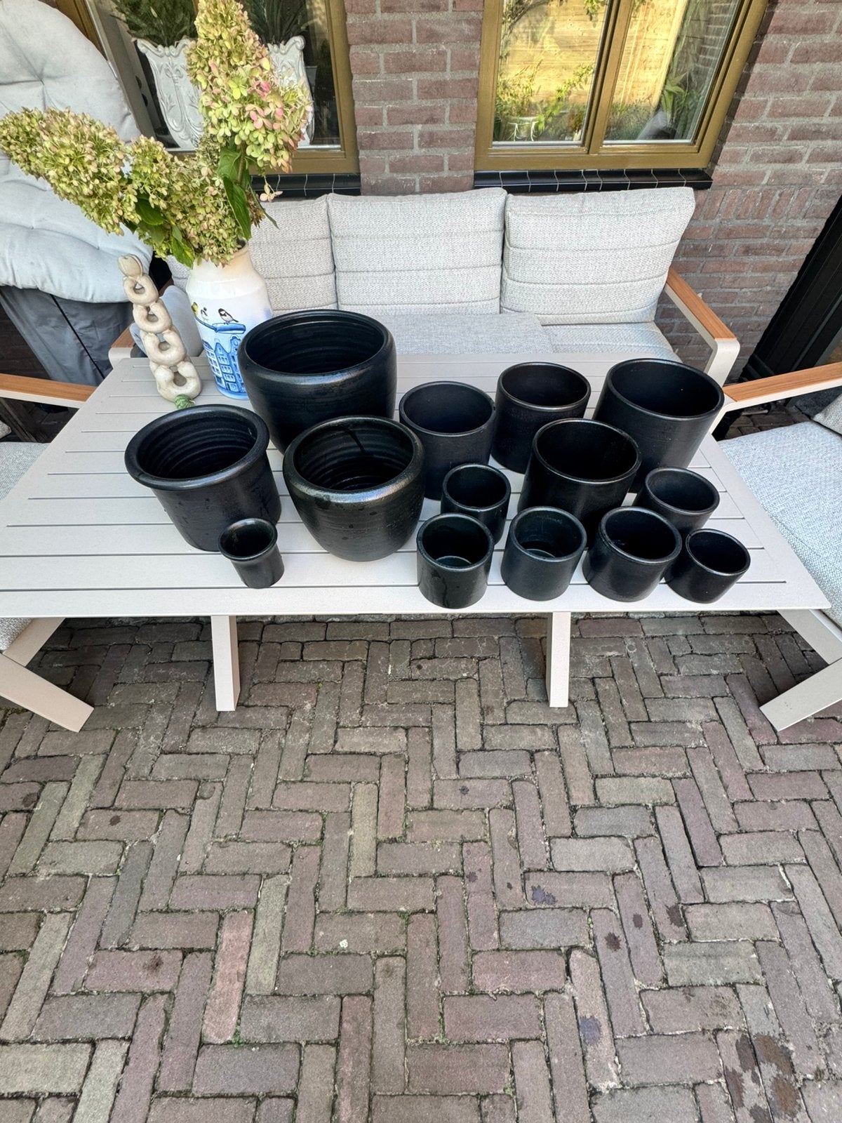 CIRO KERAMIEK POTTENBAKKERS BLOEMPOTTEN  ANTRACIET —— ZWART, Ophalen, Zo goed als nieuw