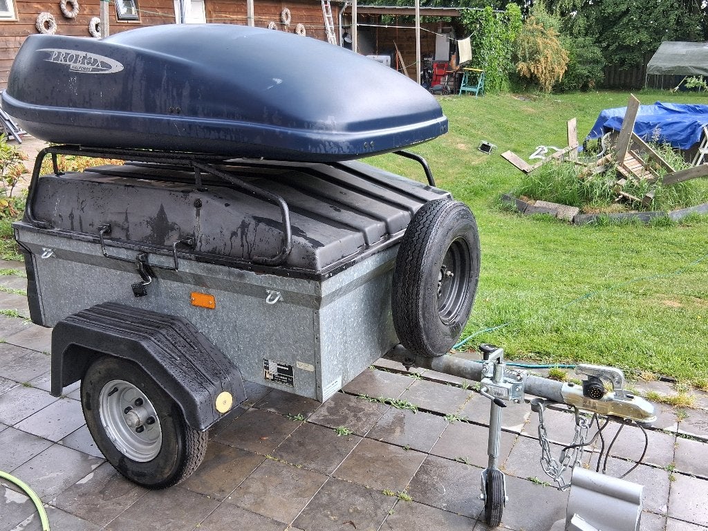 Saris Speedy bagagewagen 600 kg met dakkoffer / tentkar, Ophalen, Gebruikt