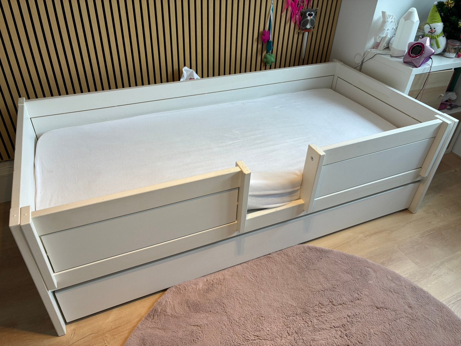 LIFETIME Kidsrooms bed 90x200 | lade | lattenbodem | wit, Ophalen, 85 tot 100 cm, Gebruikt, Matras