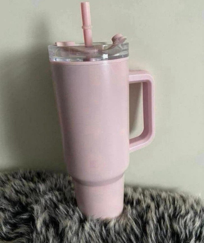 Isoleerbeker met rietje roze nieuw, Verzenden, Nieuw