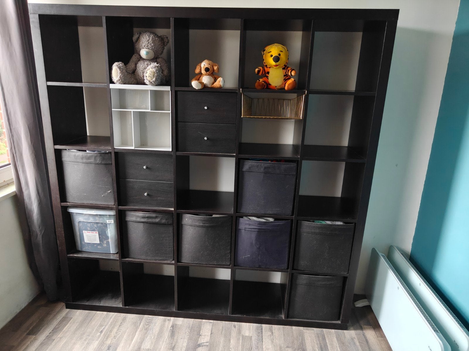 Grote zwarte IKEA KALLAX kast met 25 vakken, Ophalen, Gebruikt