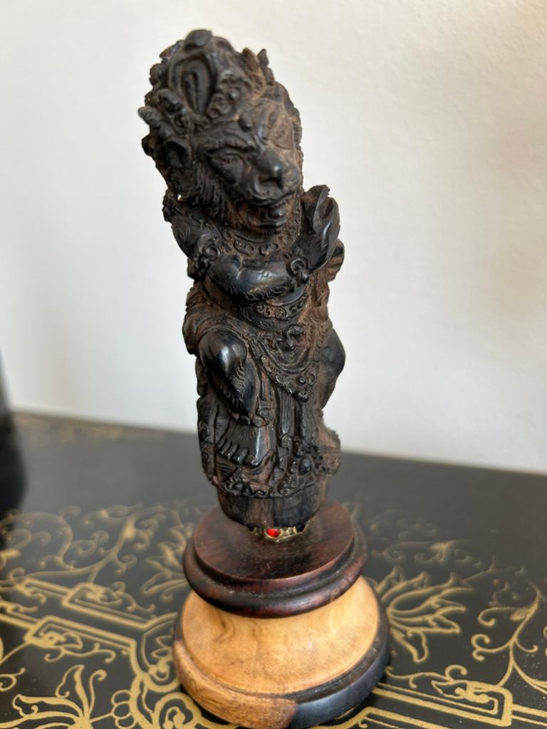Antieke handgesneden Balinese kerisgreep van Areng hout., Ophalen of Verzenden