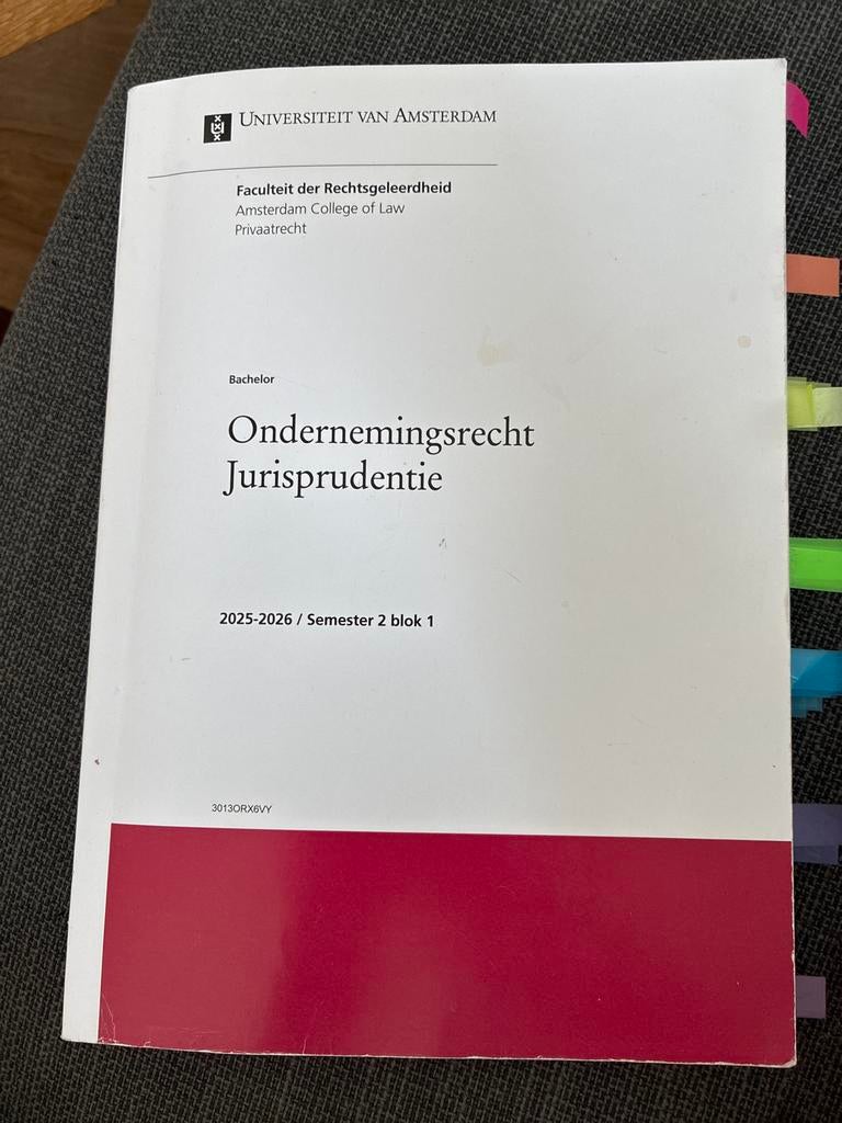 Ondernemingsrecht Jurisprudentie UvA Bachelor 2025-2026, Boeken, Ophalen of Verzenden, Gamma, Zo goed als nieuw, WO