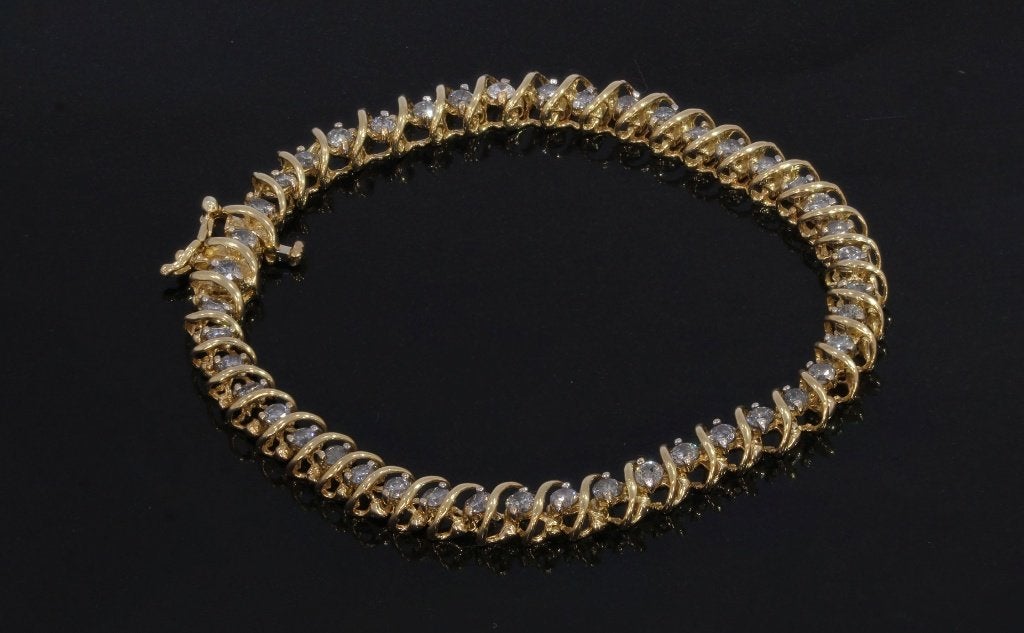 42 diamanten luxe tennis gouden armband dame briljant 2,70ct, Voordeelsieraden, Ophalen of Verzenden, Zo goed als nieuw, Met edelsteen