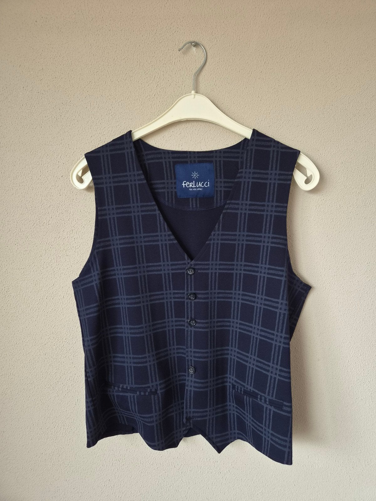 Ferlucci gilet blauw maat M, Ferlucci, Ophalen of Verzenden, Zo goed als nieuw, Maat 48/50 (M)