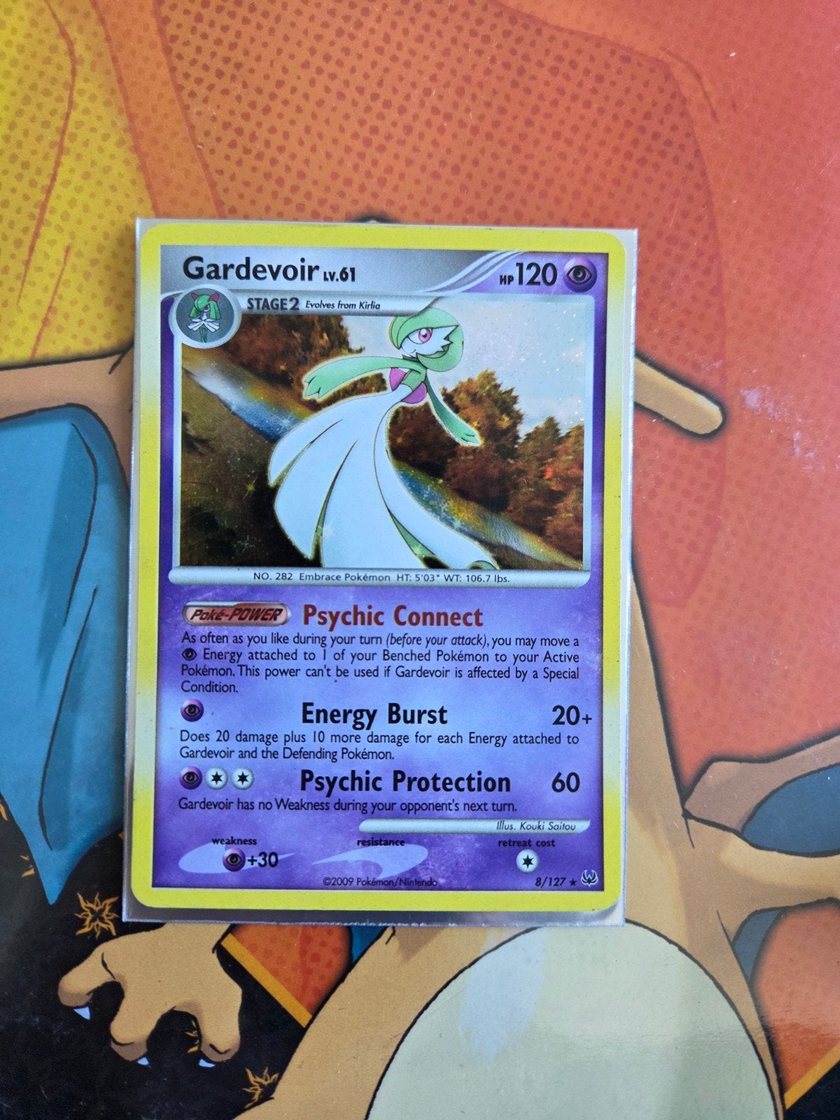 Gardevoir 8/127 Pokémon Kaart + swirl, Ophalen of Verzenden, Zo goed als nieuw, Losse kaart, Foil
