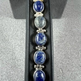 Zilveren Armband | AG | 19,13g | ovale lapis lazuli | 414729, Sieraden, Tassen en Uiterlijk, Ophalen of Verzenden, Gebruikt, Zilver