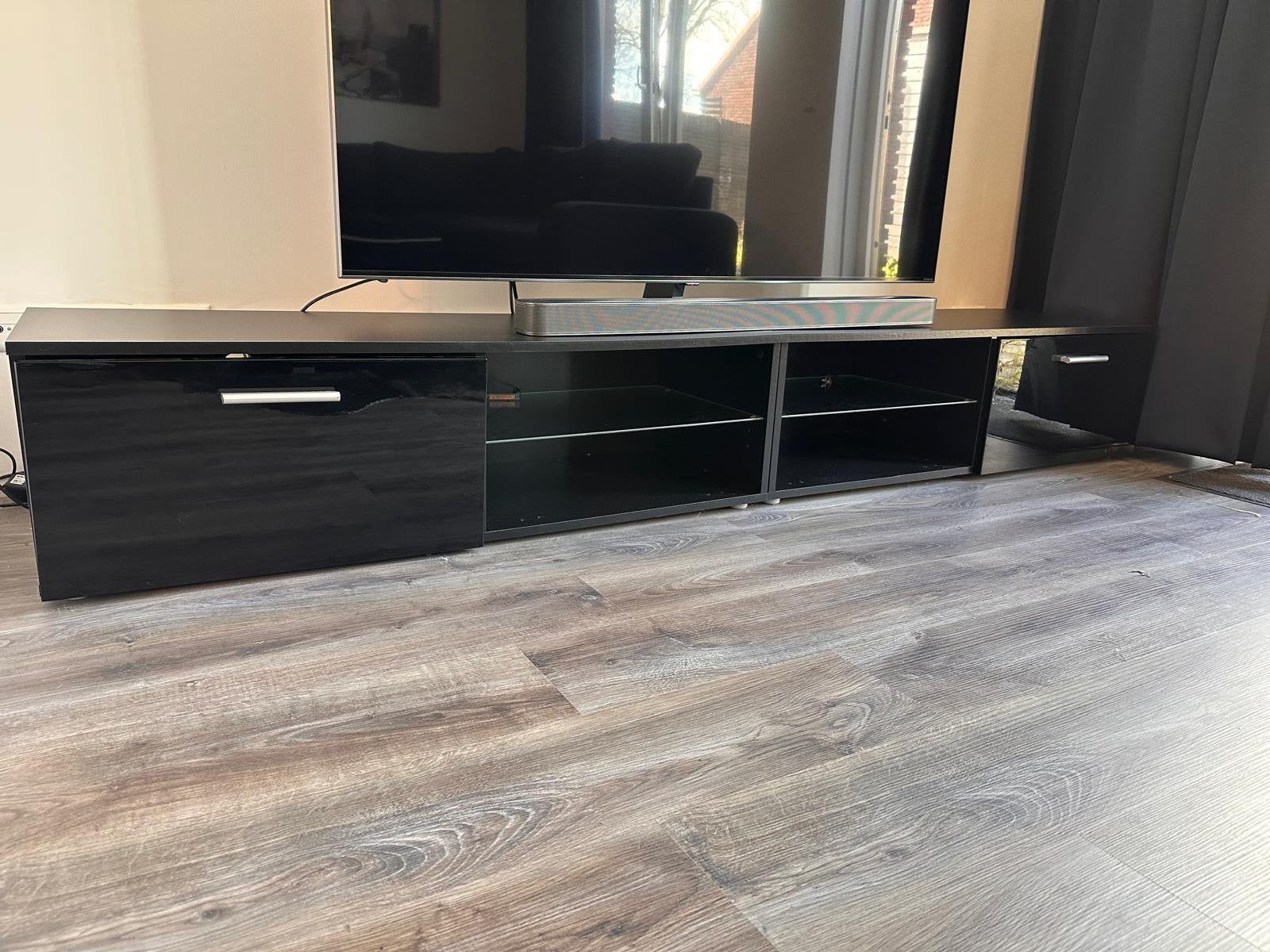 Zwarte hooglans TV-Meubel, Ophalen, Zo goed als nieuw, 25 tot 50 cm, Minder dan 100 cm